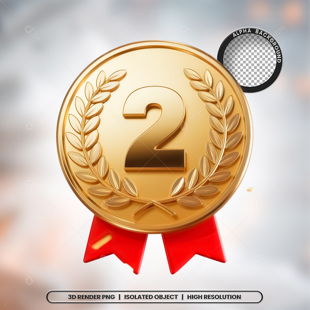 Elemento 3D Medalha Premiação para Composição PSD