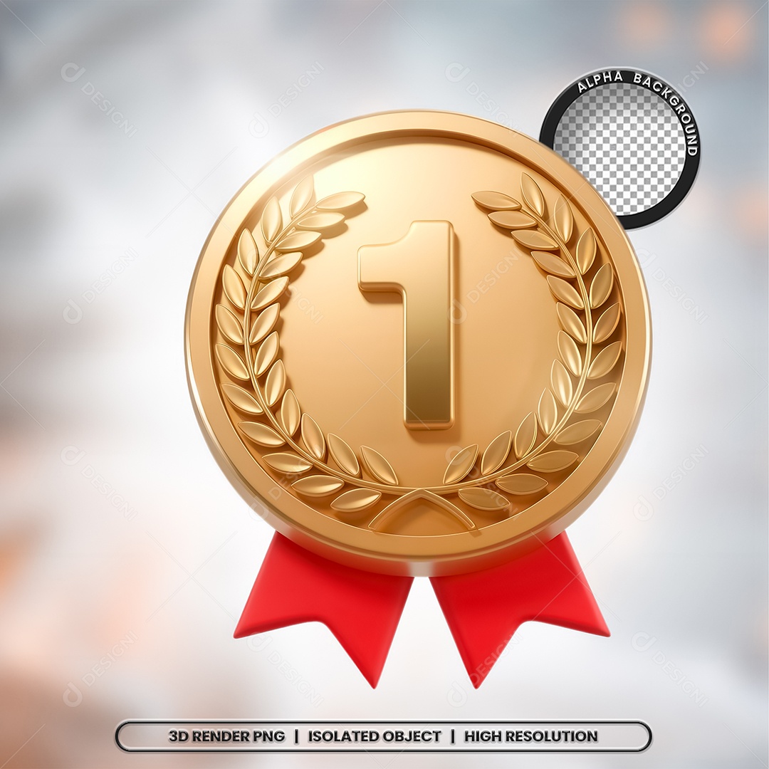 Elemento 3D Medalha Premiação para Composição PSD