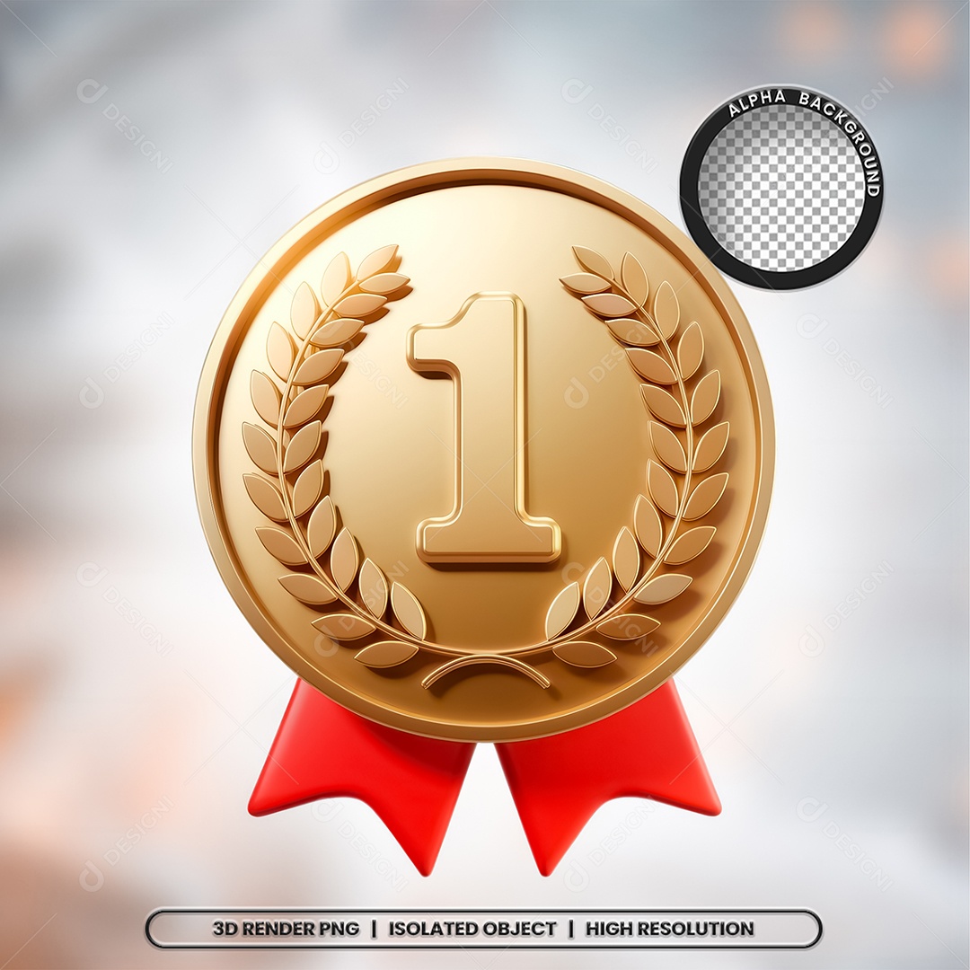 Elemento 3D Medalha Premiação para Composição PSD