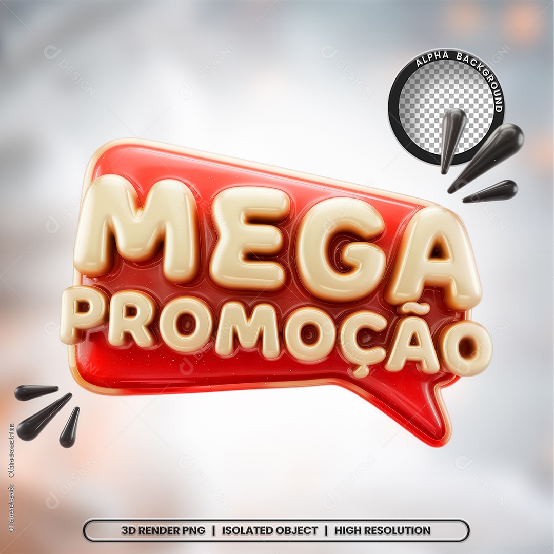 Selo 3D Mega Promoção para Composição PSD