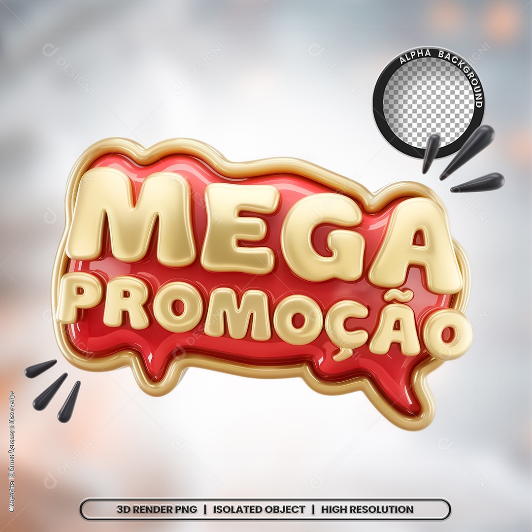 Selo 3D Mega Promoção para Composição PSD