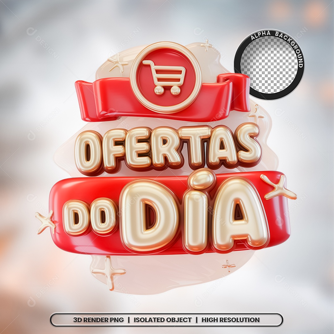Selo 3D Ofertas do Dia para Composição PSD