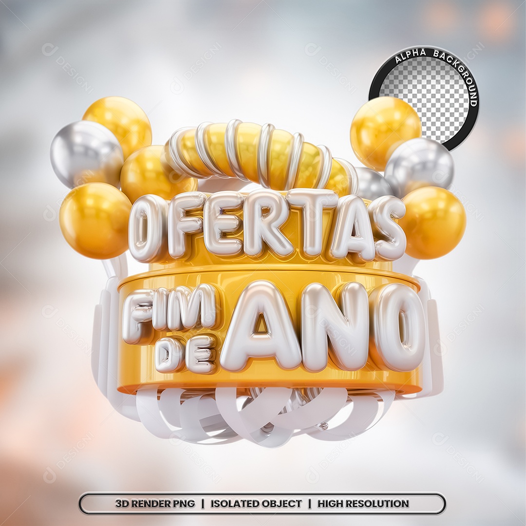 Selo 3D Ofertas Fim de Ano para Composição PSD