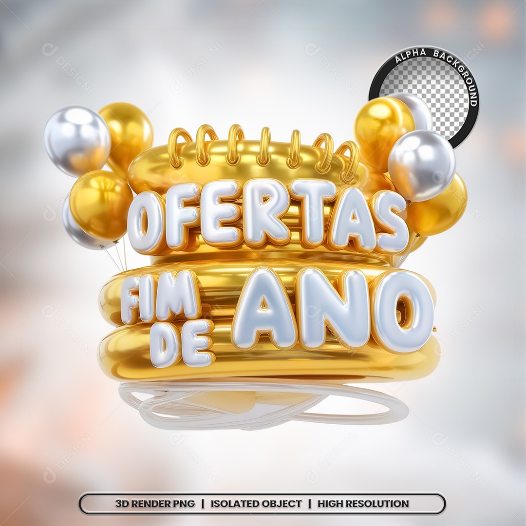 Selo 3D Ofertas Fim de Ano para Composição PSD