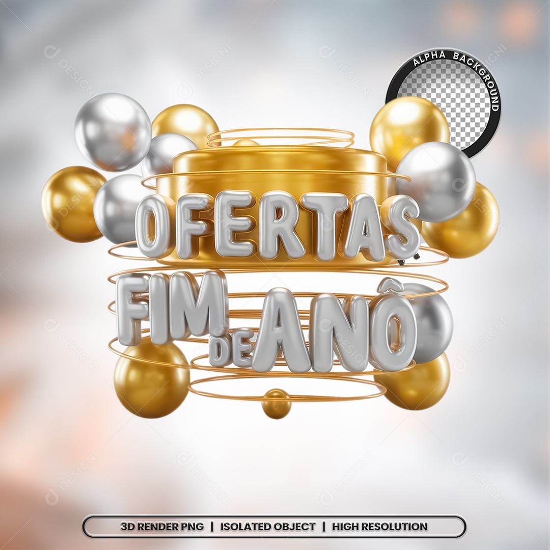 Selo 3D Ofertas Fim de Ano para Composição PSD
