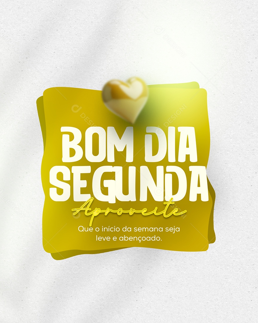 Frase Motivacional Bom Dia Segunda na Cor Amarela Social Media PSD Editável