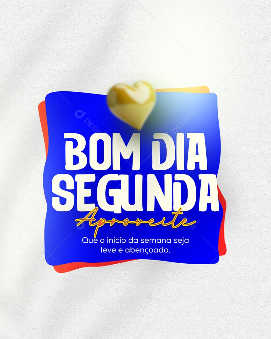 Frase Motivacional Bom Dia Segunda na Cor Azul Social Media PSD Editável