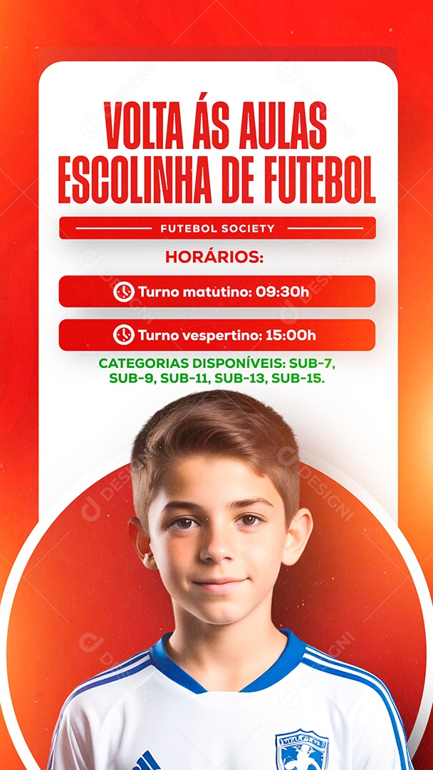 Story Volta ás Aulas Escolinha de Futebol Social Media PSD Editável