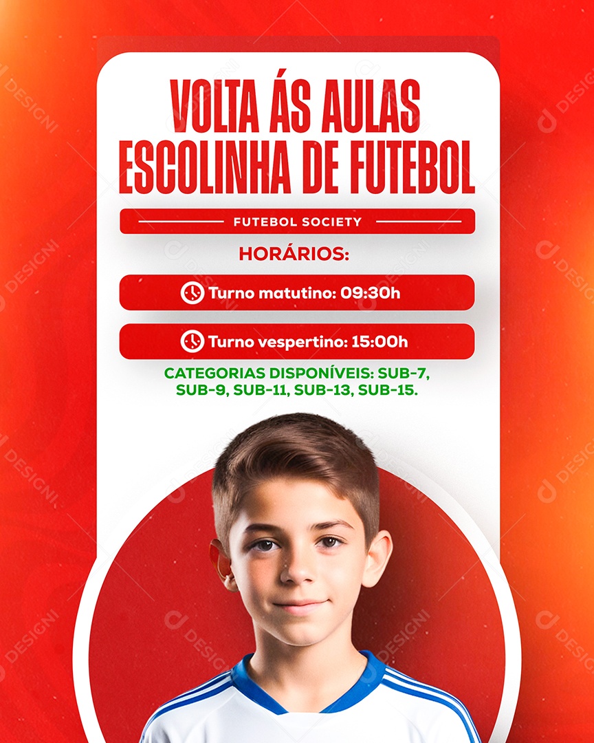 Volta ás Aulas Escolinha de Futebol Social Media PSD Editável