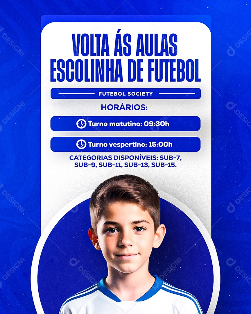 Volta ás Aulas Escolinha de Futebol Social Media PSD Editável