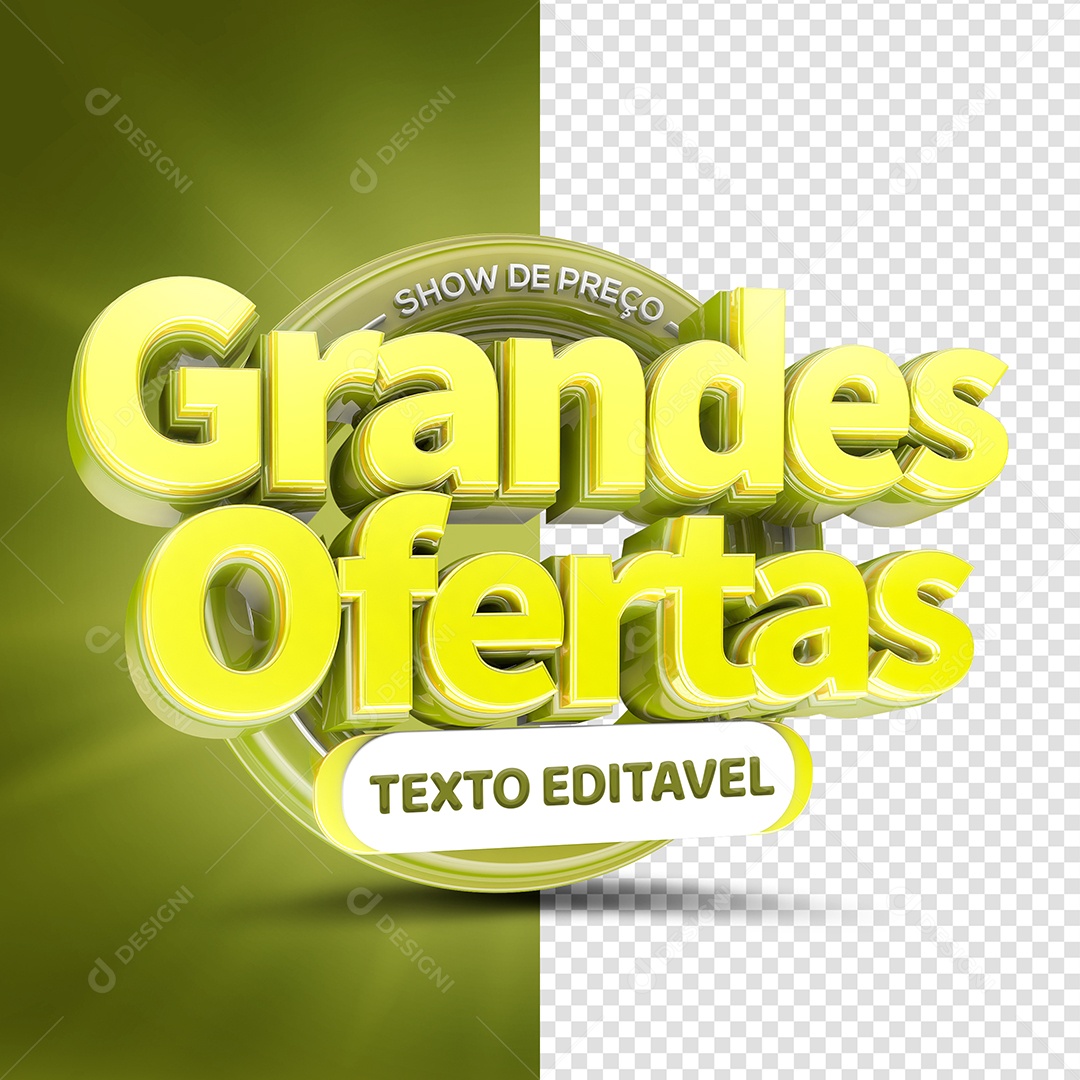 Grandes Ofertas Selo 3D Amarelo Para Composição PSD