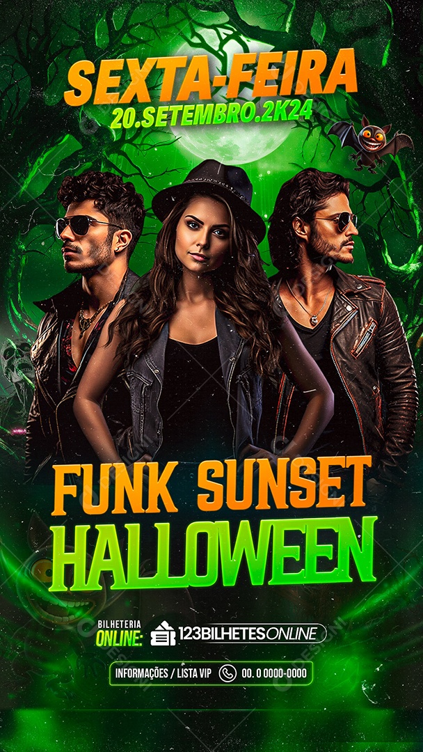 Flyer Story Funk Sunset Halloween Social Media PSD Editável