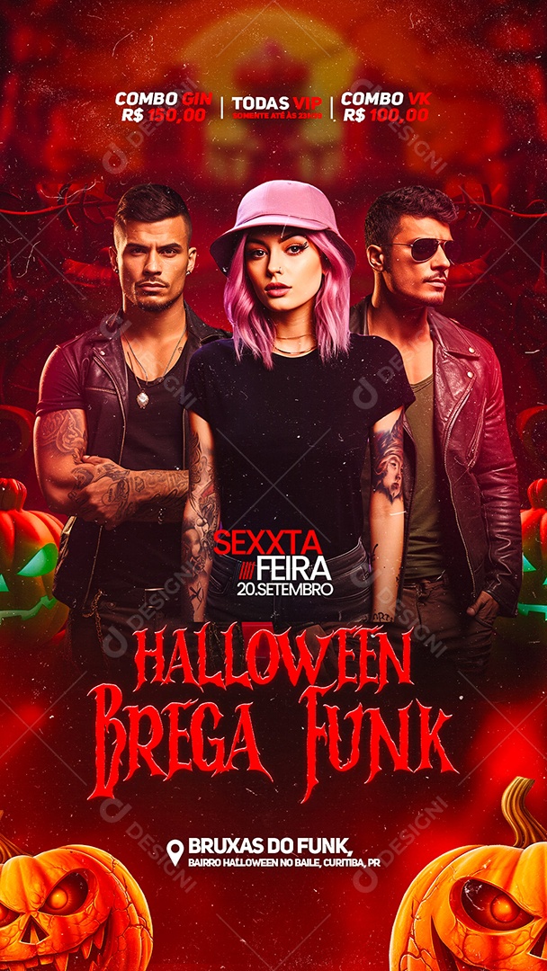 Flyer Story Halloween Brega Funk Social Media PSD Editável