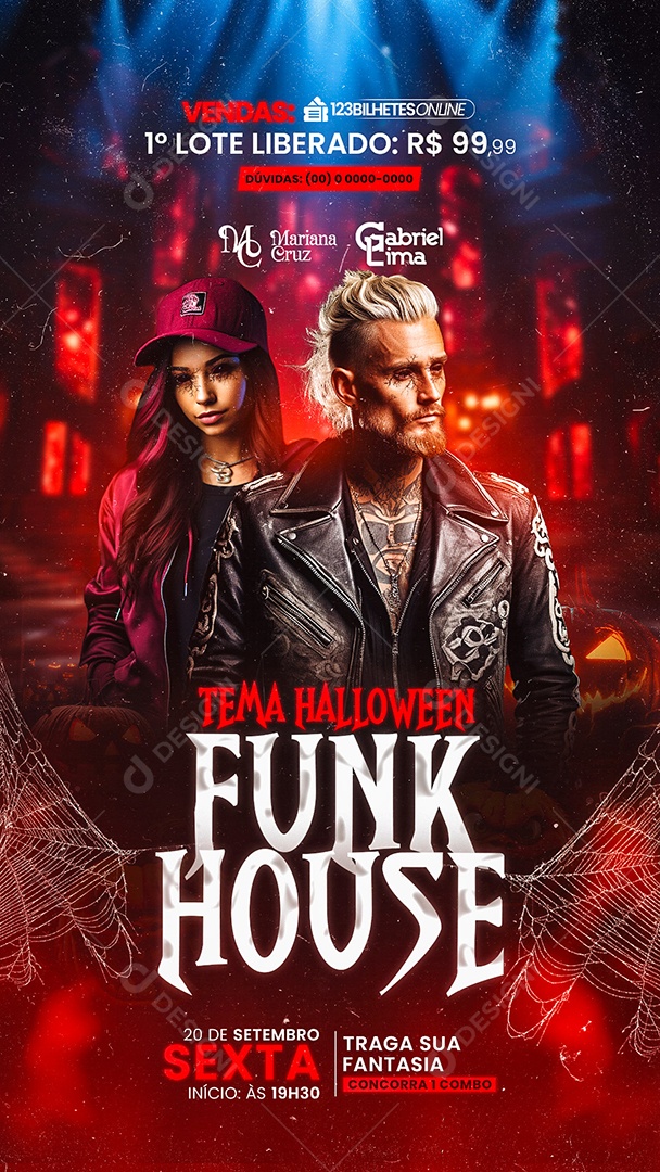 Flyer Story Halloween Funk House Social Media PSD Editable