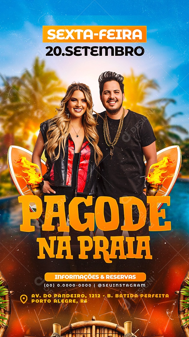 Flyer Story Pagode na Praia Social Media PSD Editável