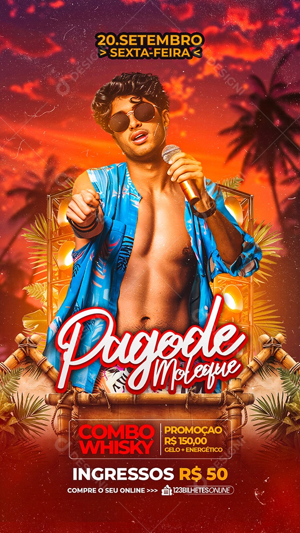 Flyer Story Pagode Moleque Social Media PSD Editável