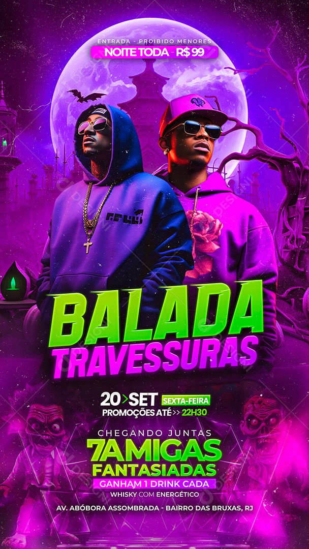 Flyer Story Balada Travessura Social Media PSD Editável