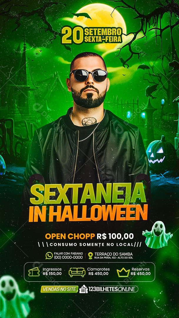 Flyer Story Sexta Sertaneja Halloween Social Media PSD Editável