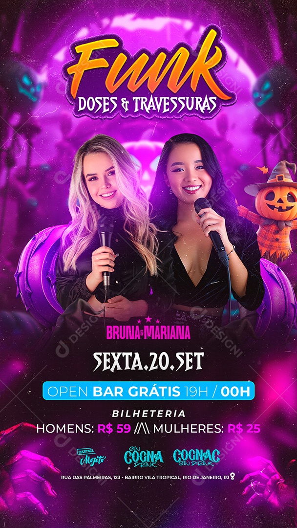 Story Flyer Halloween Funk Doses e Travessuras Social Media PSD Editável