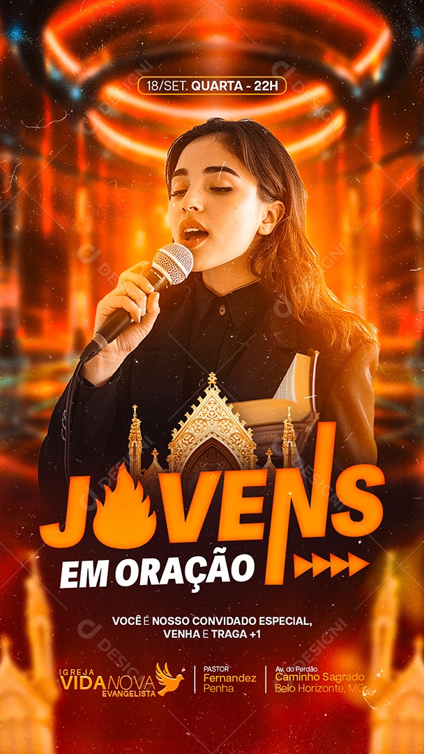 Flyer Story Gospel Jovens em Oração Social Media PSD Editável