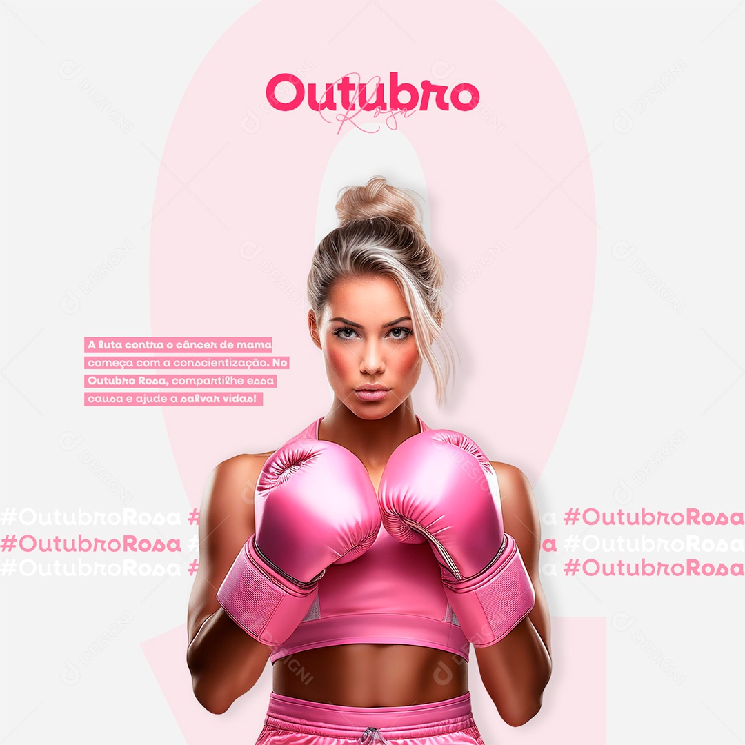 Outubro Rosa Mês de Conscientização Sobre o Câncer de Mama Social Media PSD Editável