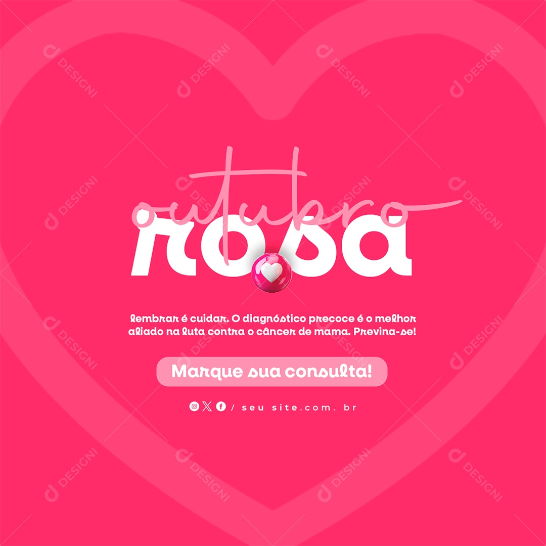 Outubro Rosa Mês de Conscientização Sobre o Câncer de Mama Social Media PSD Editável