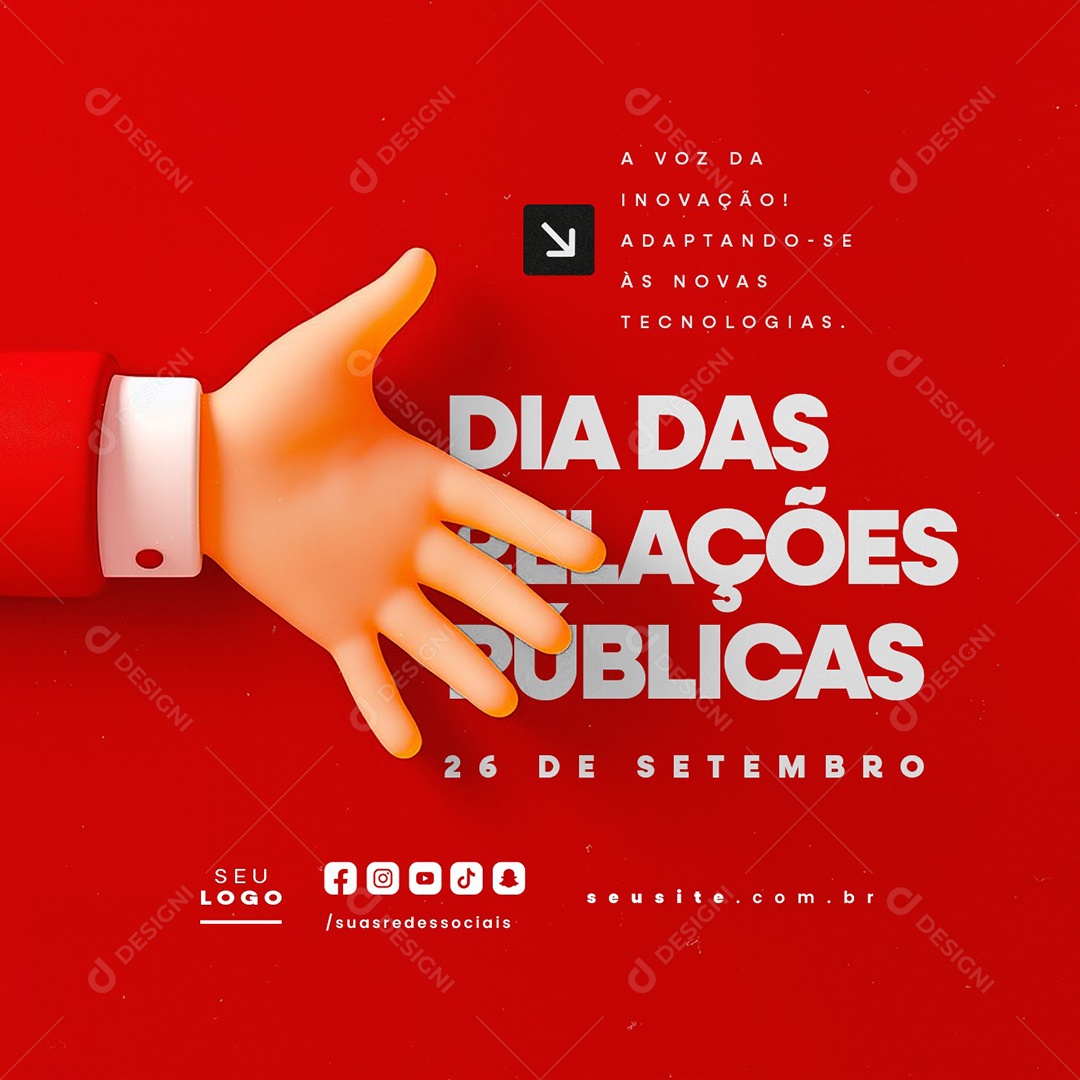 Dia das Relações Públicas 26 de Setembro Adaptando-se as novas Tecnologias Social Medai PSD Editável
