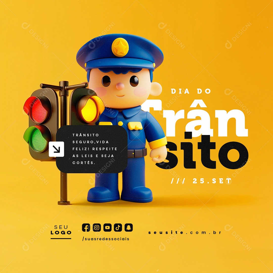 Dia do Trânsito 25 de Setembro Social Media PSD Editável