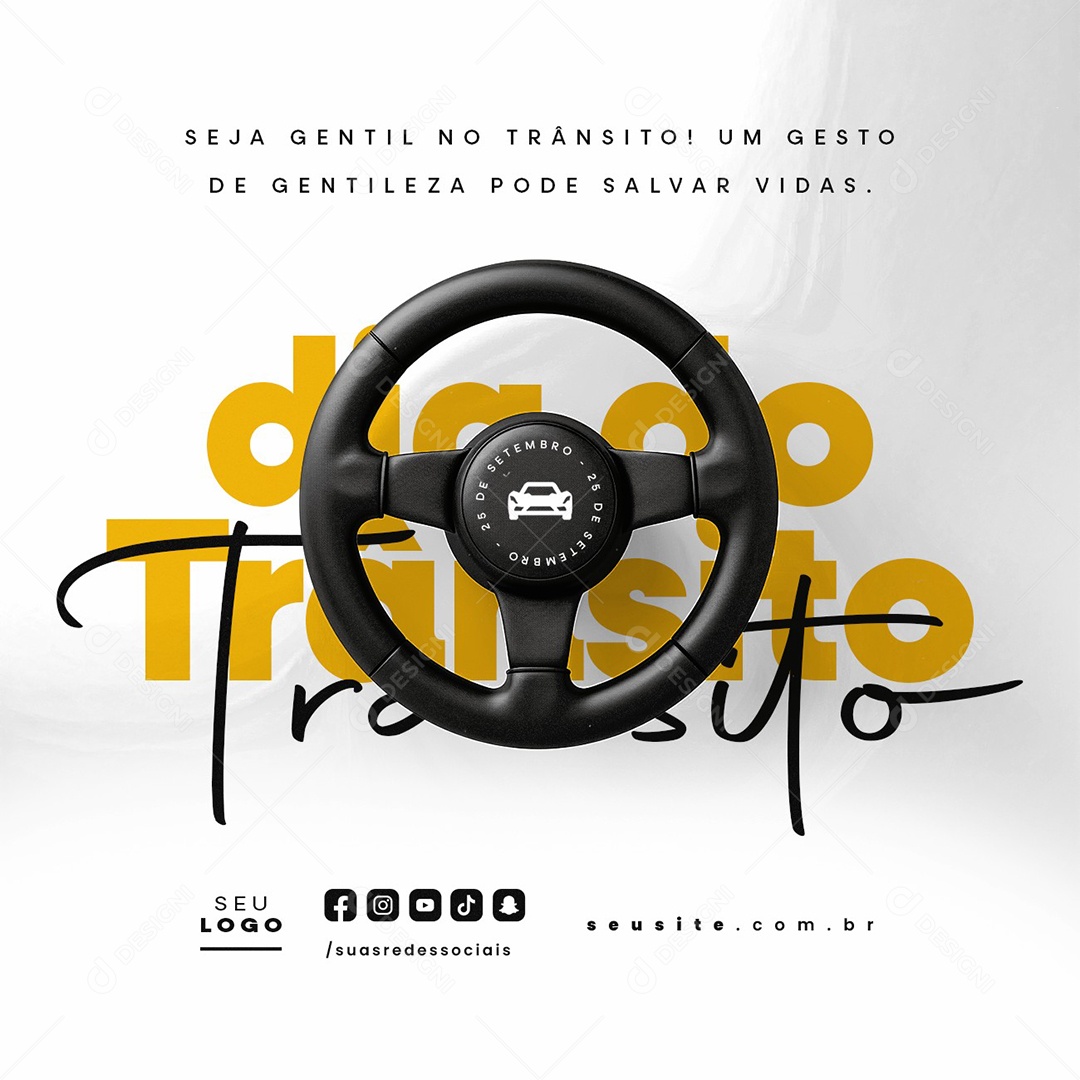 Dia do Trânsito 25 de Setembro Seja Gentil Social Media PSD Editável