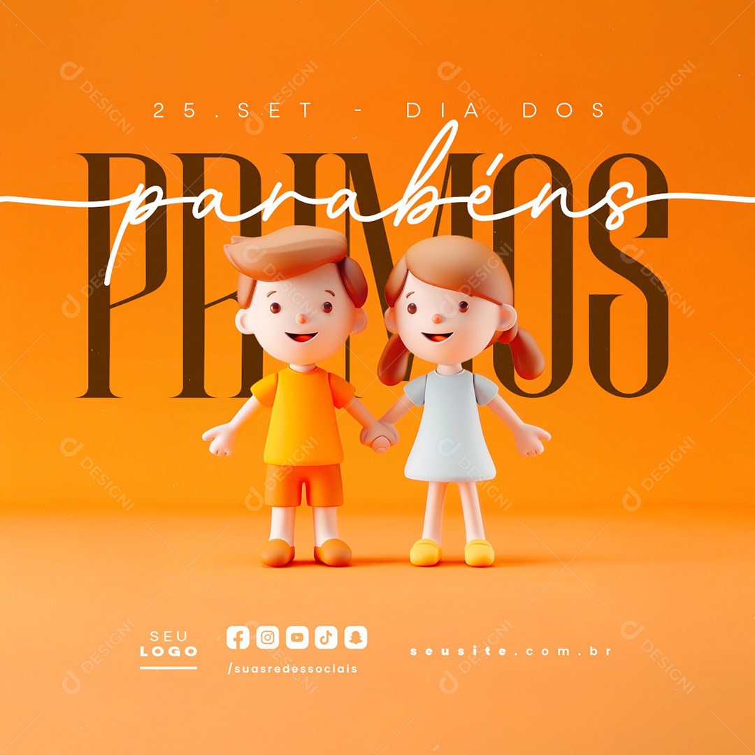 Dia dos Primos 25 de Setembro Parabéns Social Media PSD Editável