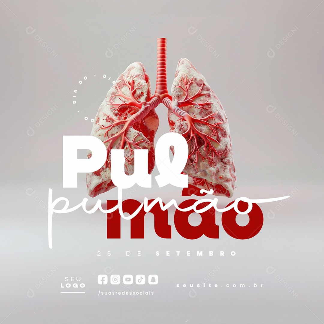 Dia do Pulmão 25 de Setembro Social Media PSD Editável