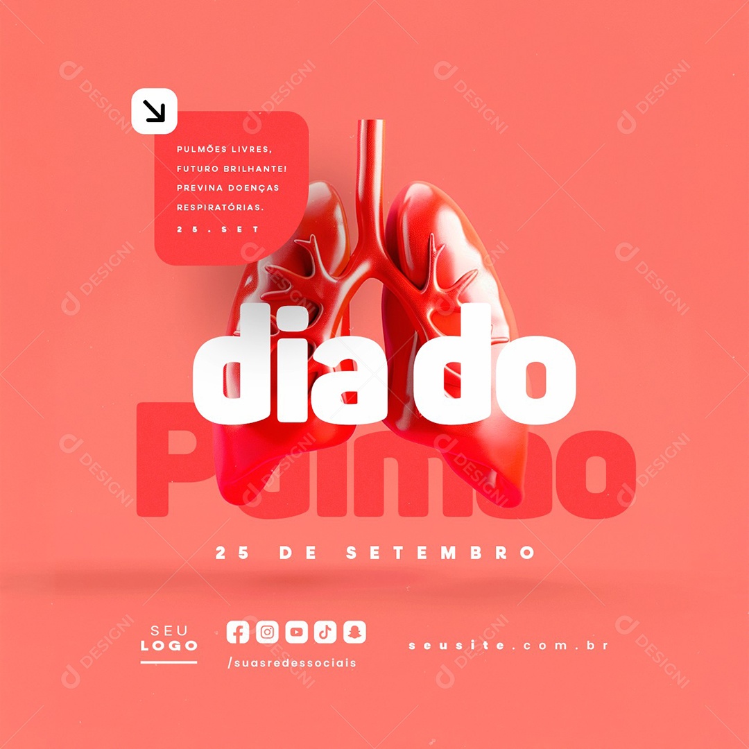 Dia do Pulmão 25 de Setembro Social Media PSD Editável