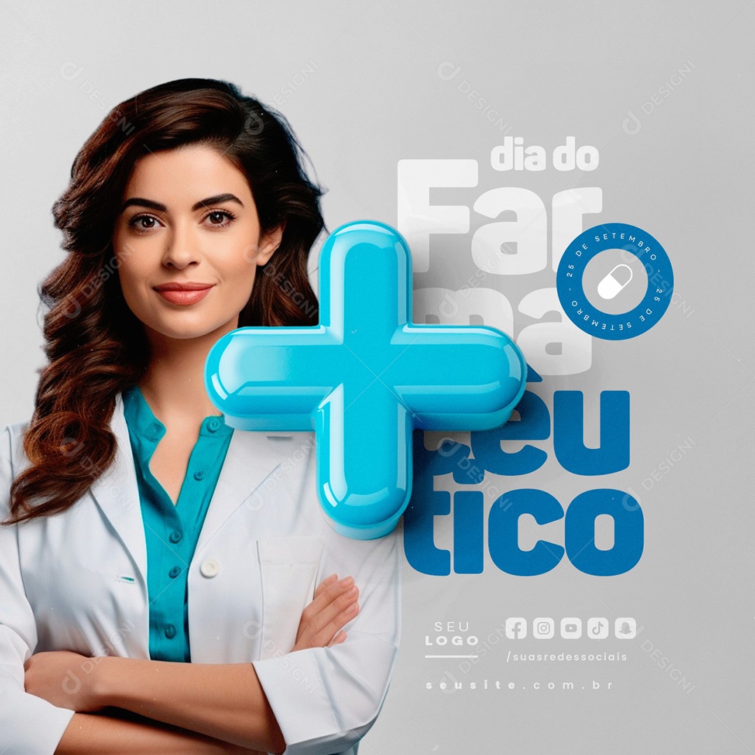 Social Media Dia do Farmacêutico 25 de Setembro PSD Editável