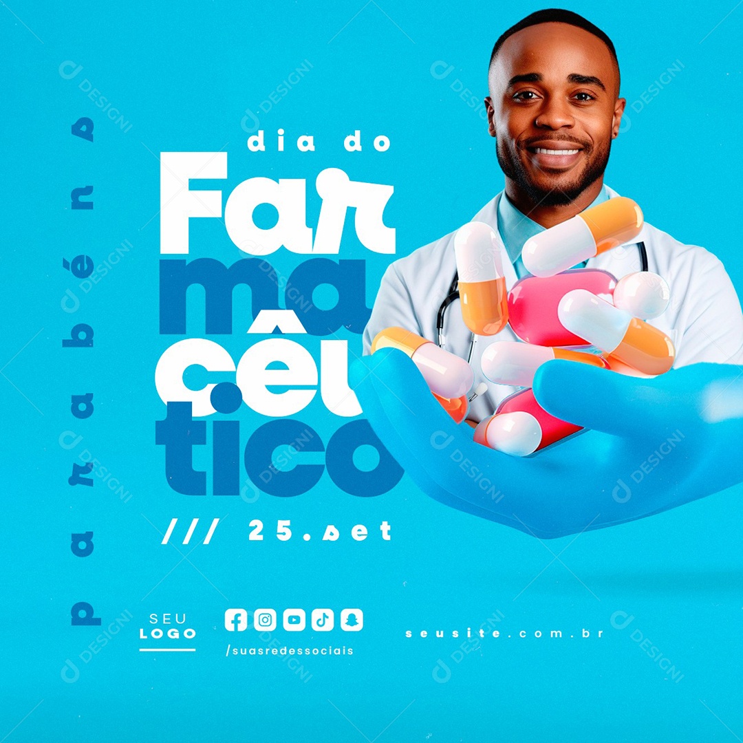 Dia do Farmacêutico 25 de Setembro Social Media PSD Editável