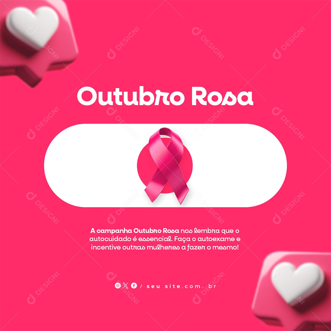 Outubro Rosa Mês de Conscientização Sobre o Câncer de Mama Social Media PSD Editável