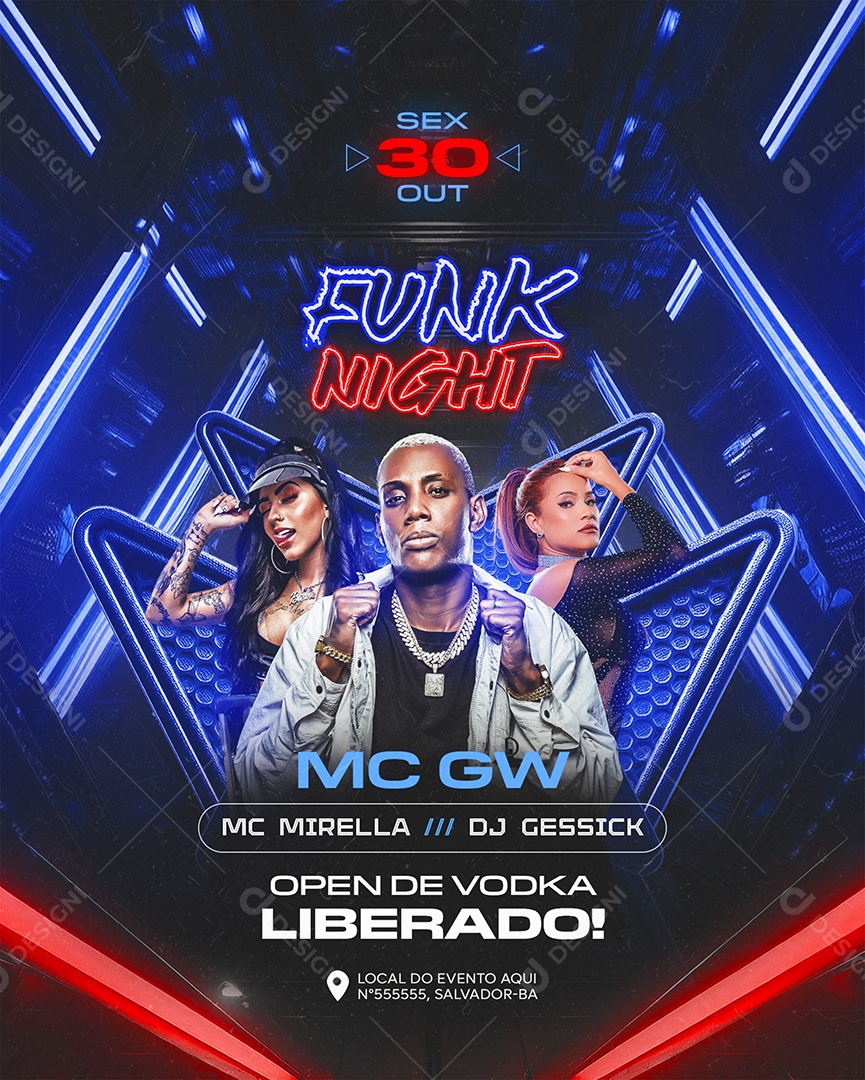 Flyer Funk Night Story Social Media PSD Editável
