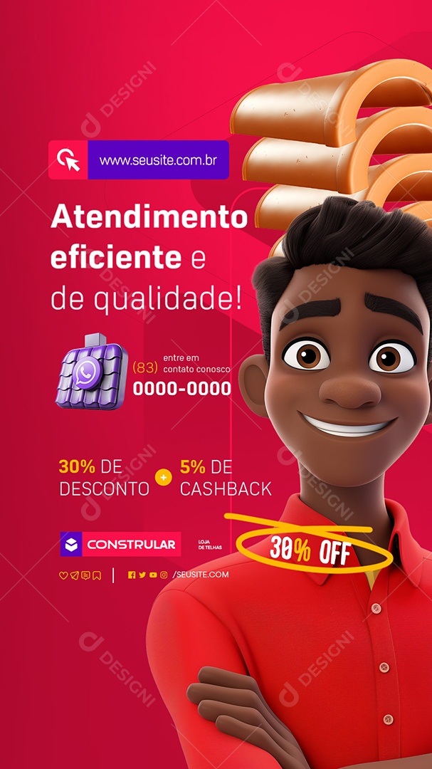 Story Telhas Mês dos Pais Atendimento Eficiente Social Media PSD Editável