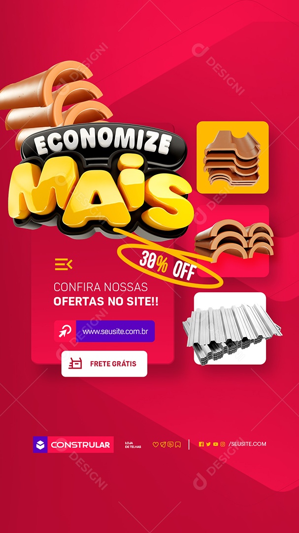 Story Telhas Economize Mais Confira Nossas Ofertas Social Media PSD Editável