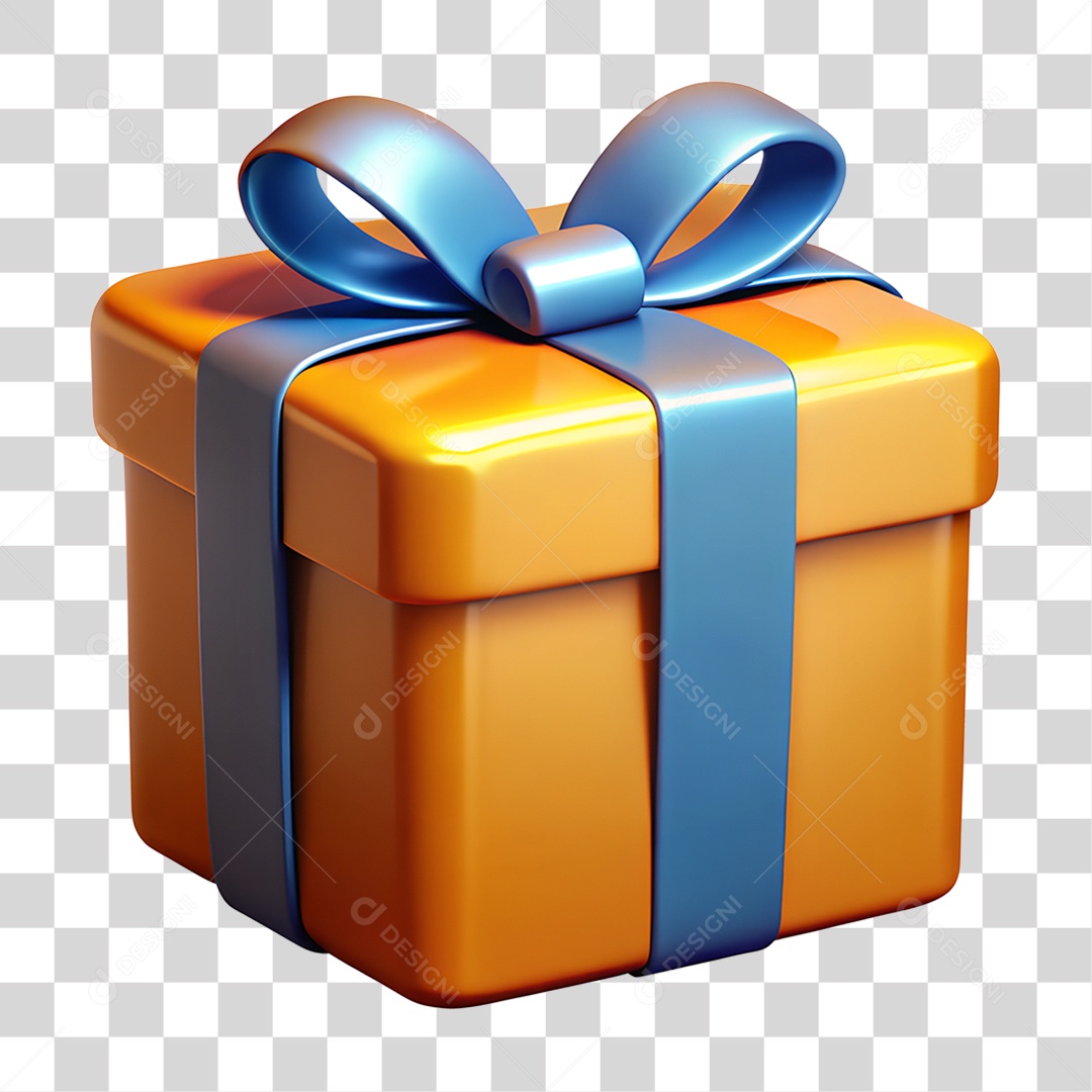 Caixa De Presente Lazranja Elemento 3D Para Composição PNG