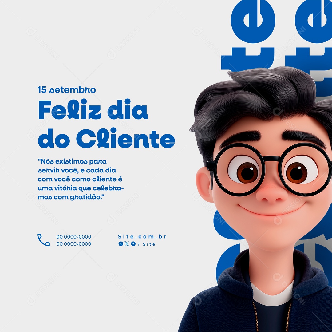 Dia do Cliente 15 de Setembro Parabéns Social Media PSD Editável