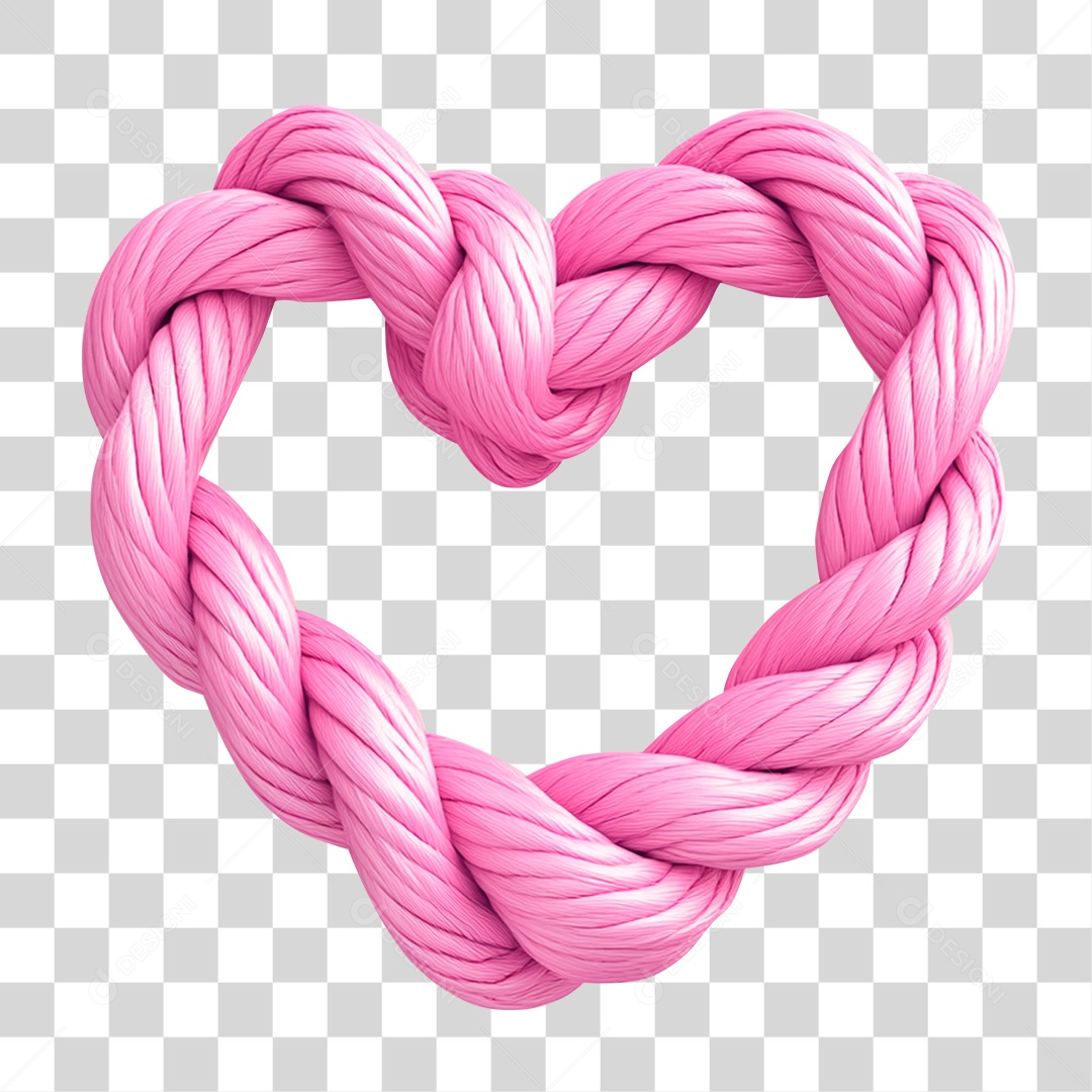 Corda em Forma de Coração Rosa Outubro Rosa PNG Transparente