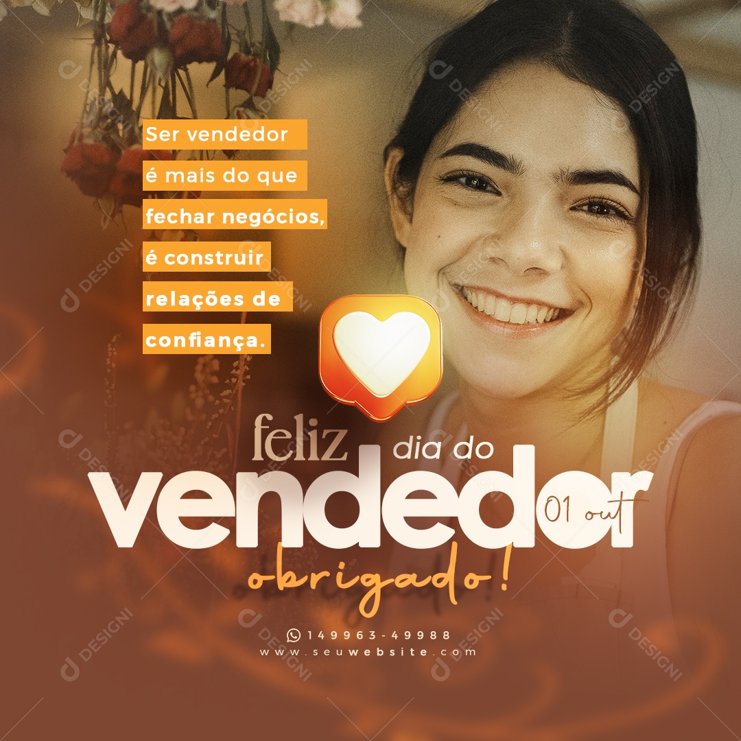 Feliz Dia Do Vendedor 01 de Outubro Social Media PSD Editável