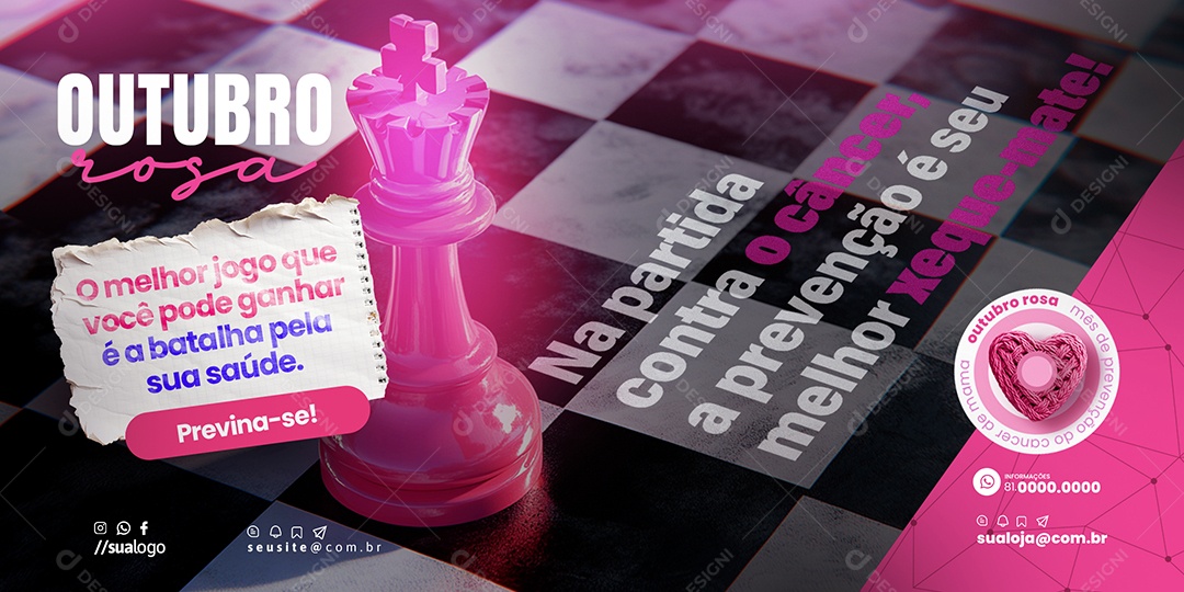 Carrossel Outubro Rosa Campanha de Prevenção do Câncer de Mama Social Media PSD Editável