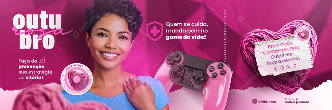 Carrossel Outubro Rosa Campanha de Prevenção Social Media PSD Editável