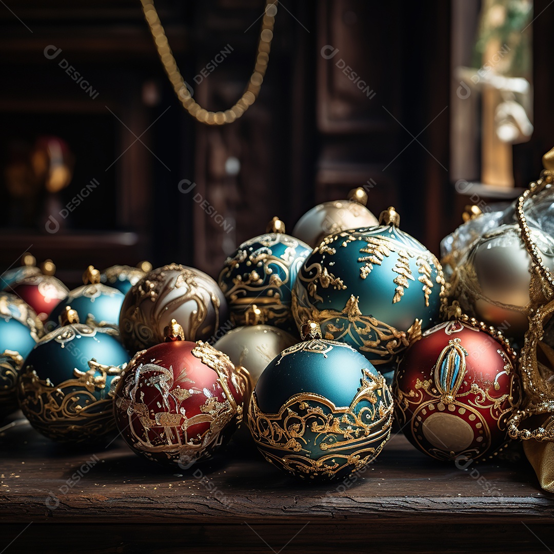 Bolas decoradas para enfeitar árvores de natal