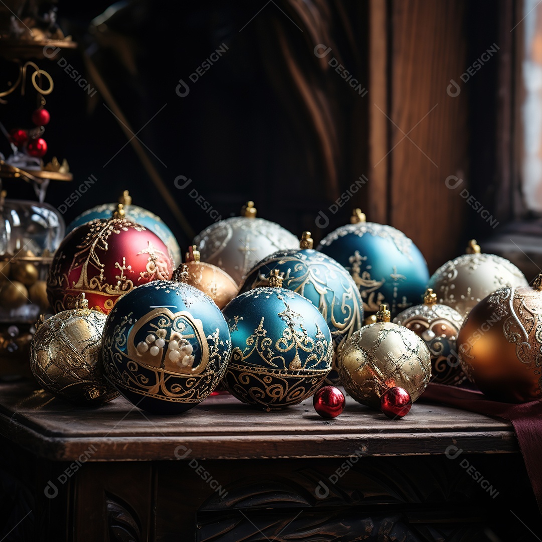 Bolas decoradas para enfeitar árvores de natal