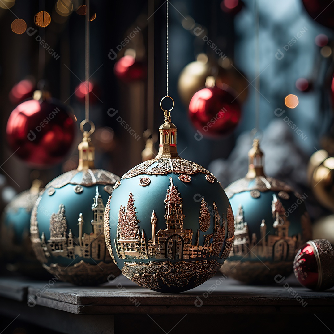 Bolas decoradas para enfeitar árvores de natal