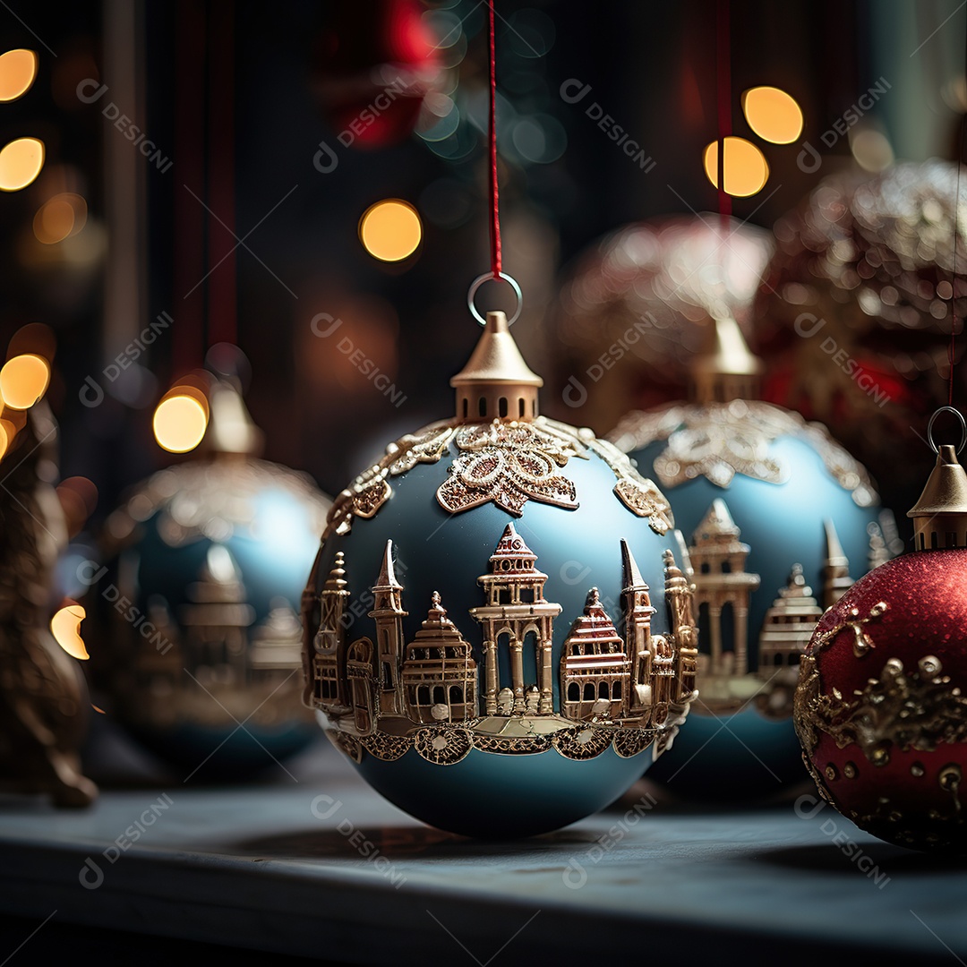 Bolas decoradas para enfeitar árvores de natal