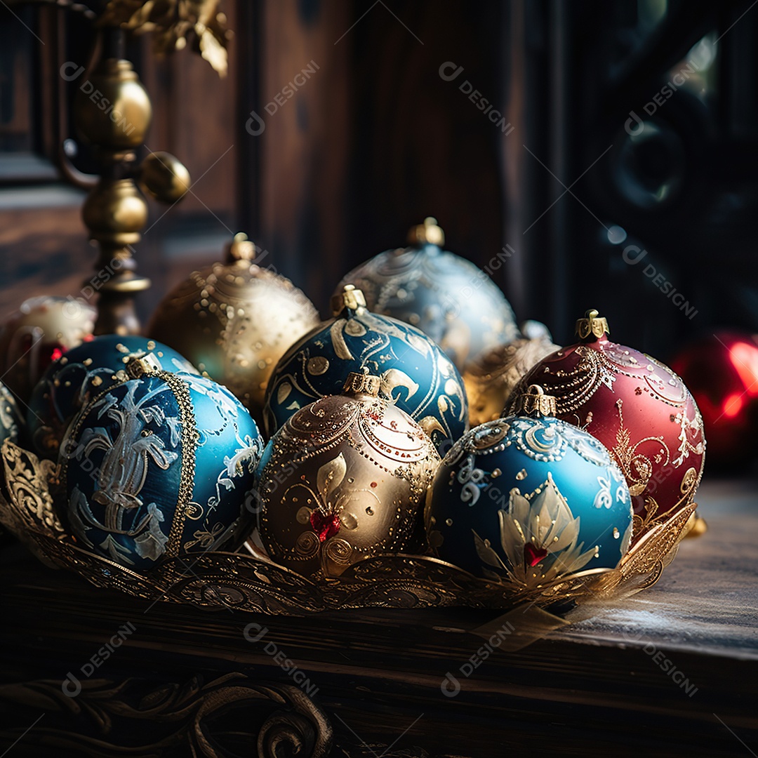 Bolas decoradas para enfeitar árvores de natal