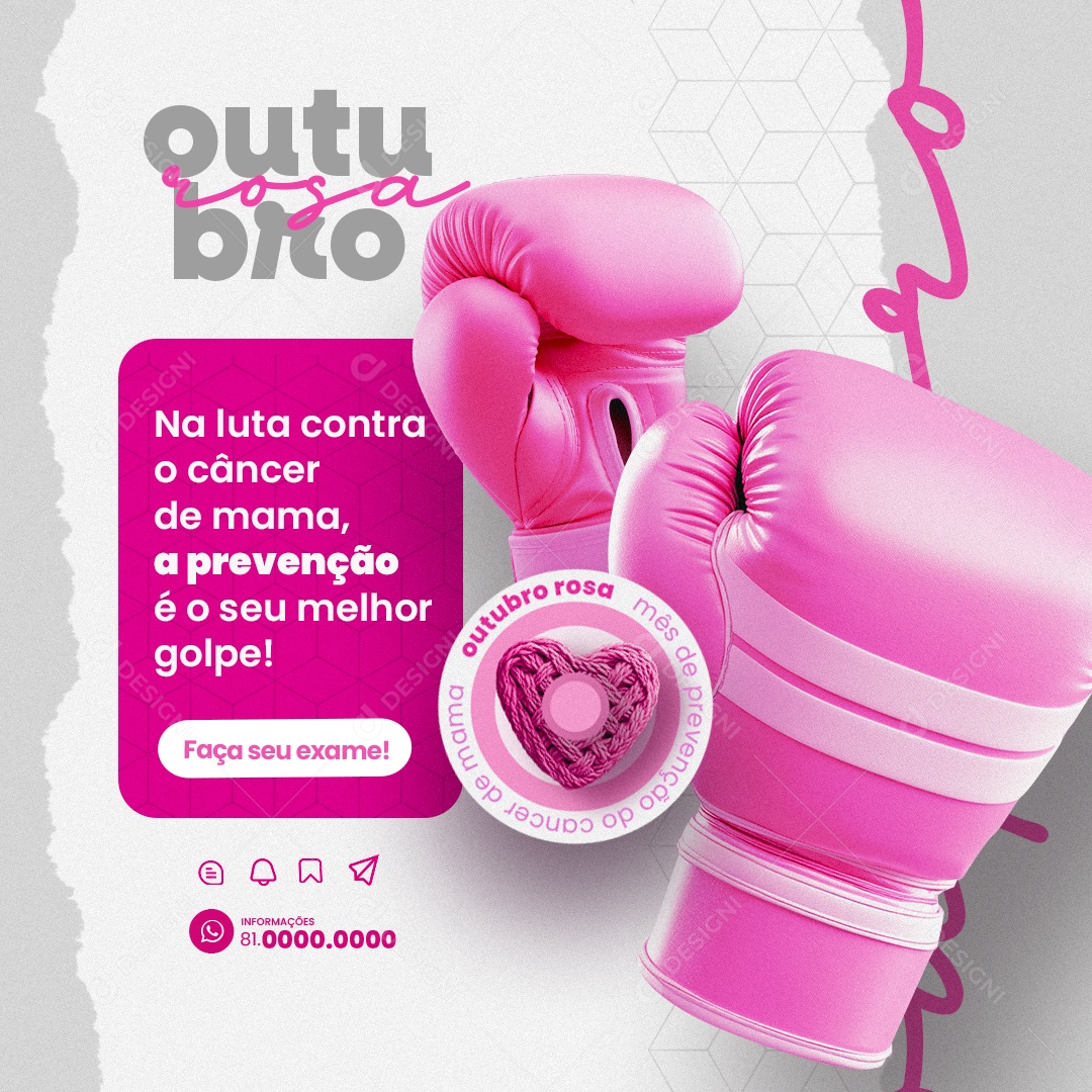 Story Outubro Rosa Na Luta Conta Contra o Câncer de Mama Social Media PSD Editável